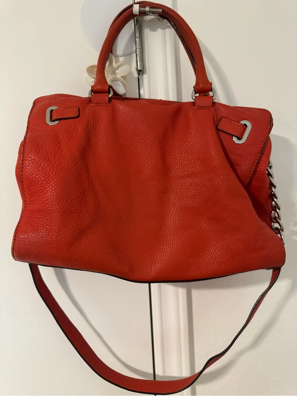 Michael Kors Orange-Red Leather Shoulder Bag